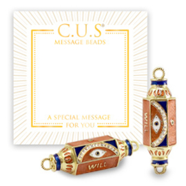 1 x Sieraden message beads tussenstuk "will" & eye Goud bruin