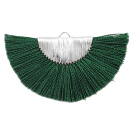 Kwastjes hanger Silver-dark classic green
