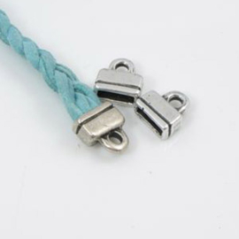 1 x DQ metaal eindkap antiek zilver kleur 13 x 12mm Ø9 x 3mm (Nikkelvrij)