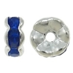 50 x Verzilverde Kristal Rondellen 7 mm blauw