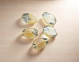 10 x Tsjechische Glaskralen – Kristal met Beige – ca. 16 x 11 mm – Facetgeslepen