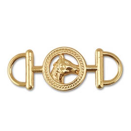 1 x Bedels metaal tussenstuk rond met paard Gold ca. 16.5x43mm (Nikkelvrij)