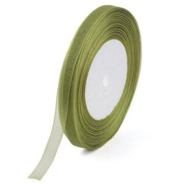 2 meter Organza lint 10mm breed per meter, moss groen