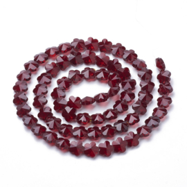 2 x Bloem facet crystal glas kralen 13 x 13,5 x 8,5mm gat: 1mm Plum Blossem Red