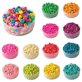 Super leuke Yoyo-beads mix, houten kralen 4mm c.a. 20 gram c.a. 750 stuks  assortiment