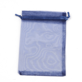 c.a. 100 stuks organza zakjes 8 x 10cm donker blauw