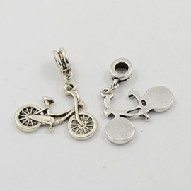 2 x Prachtige Tibetaans zilveren European Jewelry bedel oma fiets 33 x 26 x 5mm Gat: 4mm