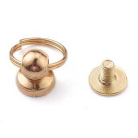 2 x Metalen Telefoonhoes studs klinknagel rivet 18,5 mm, gat: 10 mm, ring: 11,5x1,5 mm, schroef: 11x8 mm Goud kleur