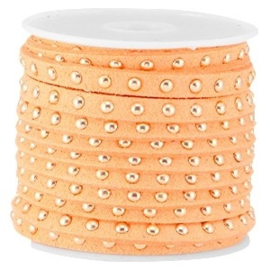 20 cm Imi. Suède leer 5mm met studs goud Bright coral