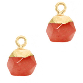 1 x Natuursteen hangers hexagon Crimsom red-gold Jade