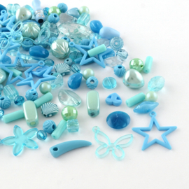 100 gram Luxe Acryl Kralen –Light Sky Blue– Gemixte Vormen