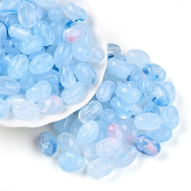 20 x Acryl kralen ovaal two tone 14 x 10 x 8,6 mm – gat 1,8–2 mm – Light Sky Blue
