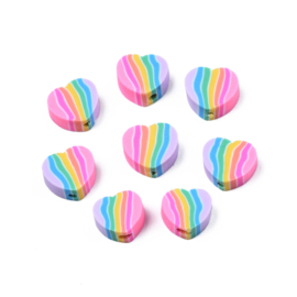 10 x Polymeer kralen hart Multicolour  ca. 10 x 4mm (gat Ø1,6mm)