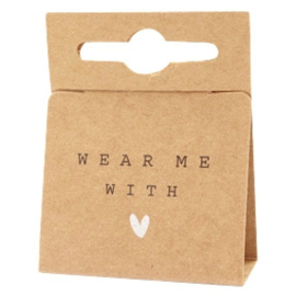 5x Sieraden kaartjes "Wear Me With ♥" Brown ca. 13.4x4.5cm