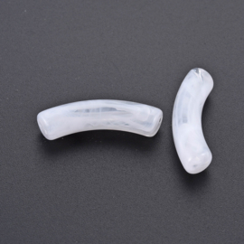 10 x Acryl kralen tube  transparant White ca. 33x8mm (gat Ø1.6mm)