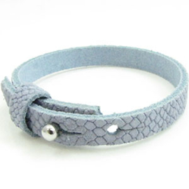 1 x Cuir Armband DQ Suede 8 x 2,2mm Reptiel licht blauw