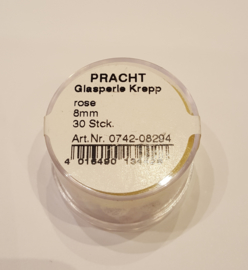 Pracht glasparels Rose Iced 8mm 30 stuks (past niet door de brievenbus)