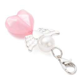 1 x Geluksengeltje met hartje en clip – pastel kleur