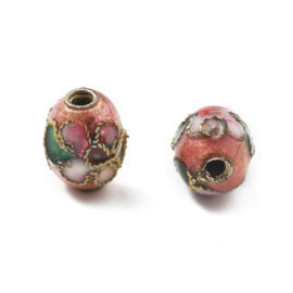 5 x Handgemaakte cloisonné kralen ovaal ca. 8,5 x 6,57 x 6,57 mm – dark salomon – gat ca. 1,4 mm