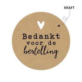 10 x Sticker kraft rond 50mm - Bedankt voor de bestelling