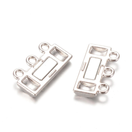 Magneetsluiting 3 strengen 14 x 19 x 6mm oogje 1mm platinum