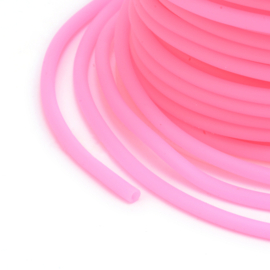 100 cm hol Rubber DQ koord 3mm gat: 1,5 mm Hot Pink