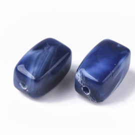 20 x Acryl kralen two tone opaque 13 x 7,5 x 7,5 mm – gat 1,6 mm – royal blue