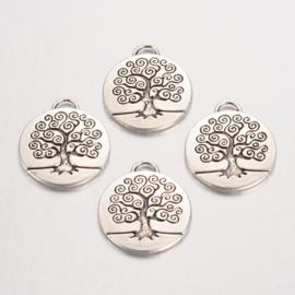 2 x Tibetaans zilveren levensboom tree of life  hanger 27 x 23,5mm x 2,5mm gat: 4x2 mm