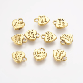 10 stuks tibetaans zilveren "Thank you" 12 x 10 x 2mm oogje: 2mm goudkleur