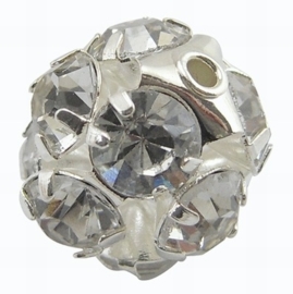 2 x Verzilverde kristal ballen 10mm kristal gat: 1,7mm