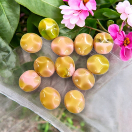10 x  Glas kralen facetkralen bruin/roze glans c.a. 8 mm gat: 1mm