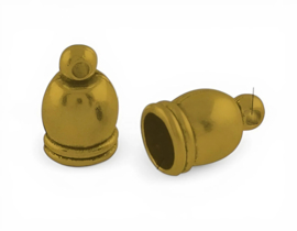 2 x Koordkapjes 12 x 7 x 7 mm – Ø 6 mm – oogje 1 mm – antiek goudkleur