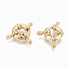 1 x Messing boeisluiting veerslotje met buis bail 11,5 mm – gat 2,5 mm – 18K goldplated (Nikkelvrij)