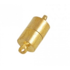 Magnetisch slotje in tube vorm. Afm.  c.a.16 x 6 mm goudkleur oogje: 1,5mm (Nikkelvrij)