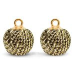 2 x Pompom bedels met oog glitter 12mm Gold anthracite-gold