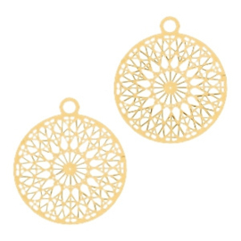 4x Hangers Bohemian rond met oog 13mm Goud