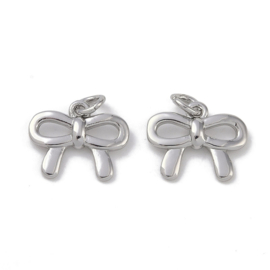 1 x Metalen bedel strikje 11,5 mm – Ø 2 mm – platinumkleur (Nikkelvrij)