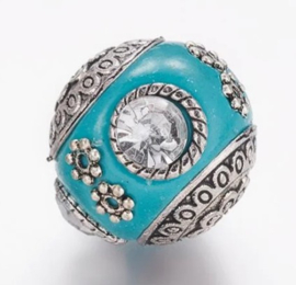 Bohemian kraal of Kashmiri kraal turquoise 18mm Gat: 2mm