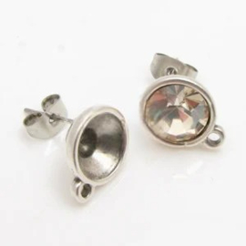 2 x DQ metaal oorsteker met vleugeltje voor SS39 (8,4mm) antiek zilverkleur oogje: 1,5mm pin: 0,7mm (Nikkelvrij)