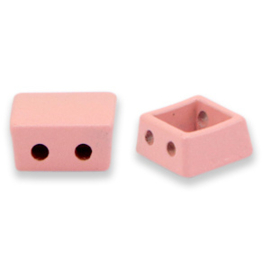 2 x metalen Tile beads square Rosette pink ca. 8x8mm (Ø1.2mm)