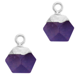1 x Natuursteen hangers hexagon Purple-silver Berg Kristal
