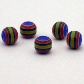 25 x  Resin ronde regenboog kraal 8 mm multi color