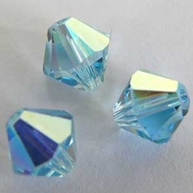 10 x Preciosa Kristal Bicone 8mm Blue AB