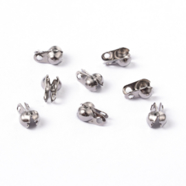 10 x RVS Kalotjes  6 x 4 x 2,5mm oogje 1mm Ø 2mm