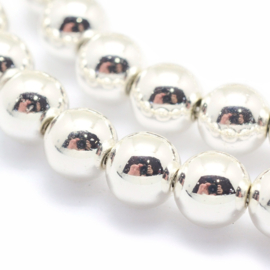 10 x Hematiet kralen 10 mm – gat 1,2 mm – silver plated (Nikkelvrij)