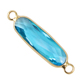 Tussenstukken van crystal glas langwerpig ovaal Blue-gold ca. 29x8mm (Ø1.8mm) (Nikkelvrij)
