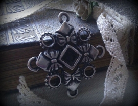 Per stuk tibetaans antiek zilveren hanger/tussenzetsel 29 mm zonder steen