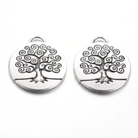 2 x Tibetaans zilveren levensboom tree of life  hanger 27 x 23,5mm x 2,5mm gat: 4x2 mm