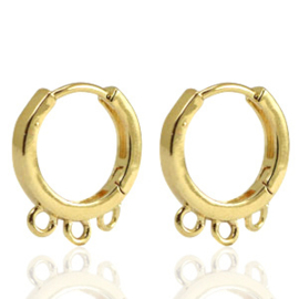 2 x Brass TQ metaal oorbellen creolen Gold 15mm (Ø1.7mm) Nikkelvrij 