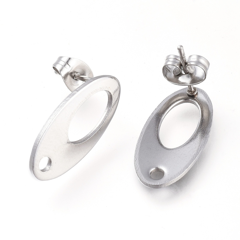 2 x oorbelsteker ovaal – ca. 18,5 x 9,5 mm – oogje: 2 mm – steker: 0,7 mm – rvs – roestvrijstaal kleur
